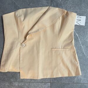 Zara Strapless Corset Style Beige Top, NEW WITH TAGS